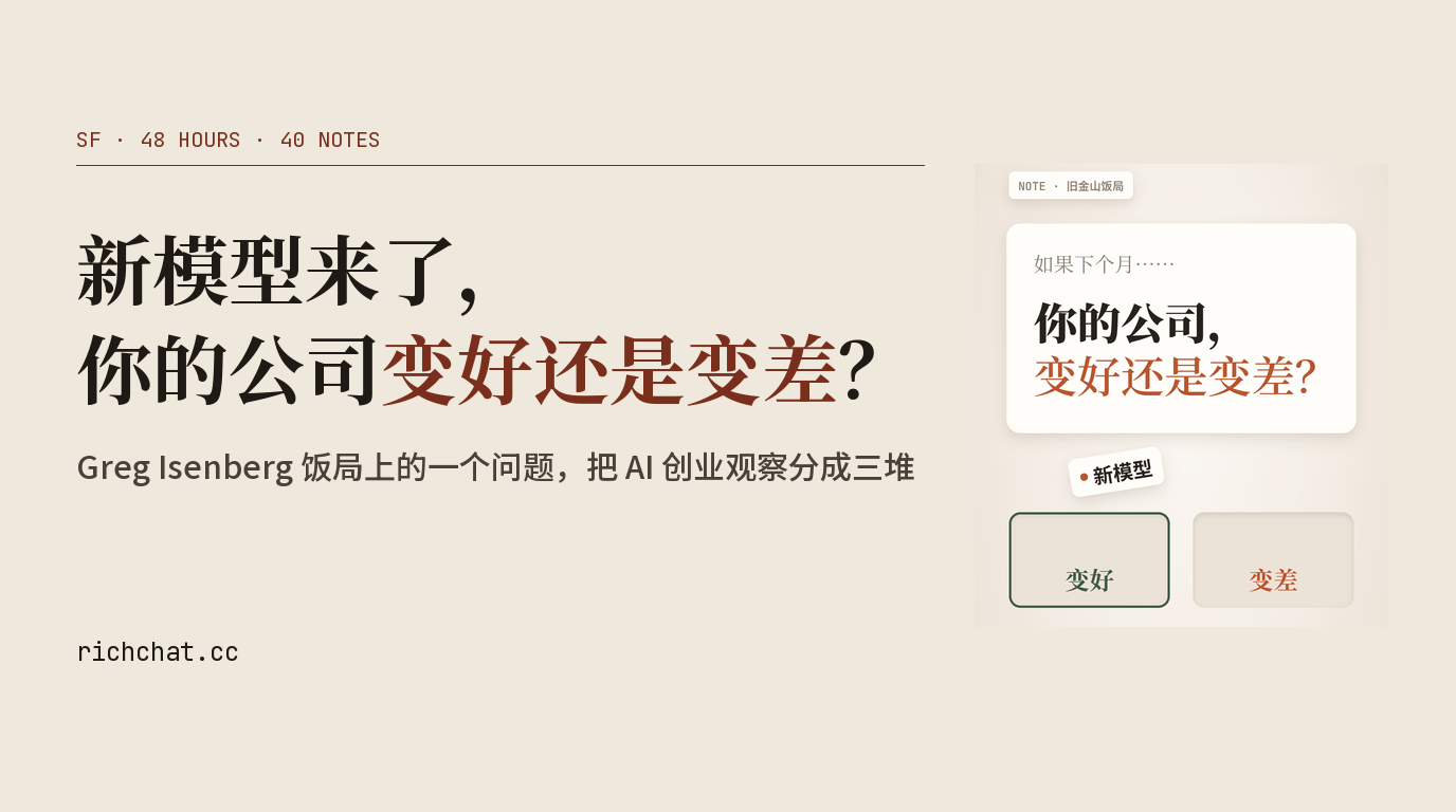 新模型来了，你的公司变好还是变差？旧金山 48 小时的 40 条观察